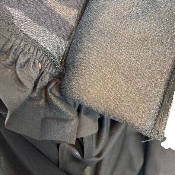 Puffed Sleeve Wrap Dress Vintage 80s Jean Leslie Womens Black Semi Sheer SZ M L - Picture 6 of 16